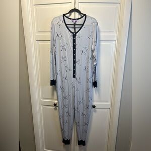 NWT Hale Bob Poodle Pajama Onesie Size Women’s Large Color Blue